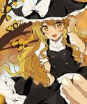  :d adjusting_hair bad_id bad_twitter_id blonde_hair blush bow check_commentary commentary commentary_request frilled_skirt frills hat hat_bow hat_ribbon kirisame_marisa long_hair looking_at_viewer messy_hair open_mouth puffy_short_sleeves puffy_sleeves ribbon sabet_(young_ouo) short_sleeves sitting skirt smile solo touhou turtleneck very_long_hair vest wavy_hair white_bow witch_hat yellow_eyes 