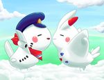  airplane aquabluu blush_stickers cloud crossover day full_body gen_4_pokemon hat look-alike mascot no_humans osaka_international_airport pokemon pokemon_(creature) scarf sky sorayan togekiss 