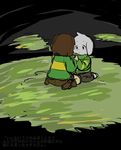  anthro asriel_dreemurr caprine chara_(undertale) child clothed clothing cub cute female fur goat hand_holding human kneeling male mammal monster semi undertale video_games white_fur young 