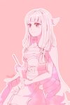  elbow_gloves fingerless_gloves fire_emblem fire_emblem_if gloves japanese_clothes mitama_(fire_emblem_if) monochrome pink pink_background simple_background smile solo tempe 
