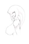  2017 big_breasts breasts breath_of_the_wild female grin half-length_portrait humanoid looking_at_viewer monochrome neck_rings nintendo nipples nude portrait side_view sketch slit_pupils smile solo the_legend_of_zelda urw video_games zora 