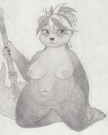  anthro big_breasts breasts facial_markings female infamousrel kneeling looking_at_viewer mammal markings nipples pandaren plump_labia pose pussy slightly_chubby solo video_games warcraft 