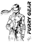  1999 anthro bandanna canine clothing fox konami male mammal metal_gear monochrome sketch solid_snake suit video_games 