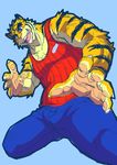  chest_tuft claws clothing fangs feline mammal morenatsu muscular pawpads raozone shirt smile tank_top tiger torahiko_(morenatsu) tuft 