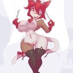  anthro breasts cuoqet digital_media_(artwork) feline female garter knife looking_at_viewer mammal nipple_tape nipples pasties pixel_(artwork) pussy solo tape tongue tongue_out wide_hips 