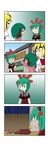  3girls 4koma absurdres bag carrot comic gradient gradient_background highres kagiyama_hina kasodani_kyouko multiple_girls potato rakugaki-biyori silent_comic toramaru_shou touhou 