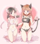  2girls blue_(pokemon) cat_cutout cat_lingerie crystal_(pokemon) meme_attire pokemon pokemon_special 