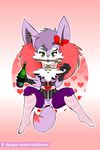  2017 anthro big_ears braixen bulge clothed clothing crossdressing digital_media_(artwork) drunk duragon fur girly jewelry legwear looking_at_viewer mammal necklace nintendo pok&eacute;mon shiny_pok&eacute;mon simple_background stockings video_games 