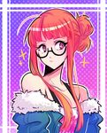  fur_trim glasses jacket long_hair mao_(expuella) orange_hair persona persona_5 purple_eyes sakura_futaba solo 