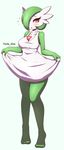  blush breasts clothing female gardevoir green_hair hair looking_at_viewer nintendo open_mouth pok&eacute;mon simple_background solo tailzkim video_games white_background 