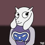 2017 animated anthro blinking boss_monster caprine clothed clothing digital_media_(artwork) female fur goat half-closed_eyes horn looking_aside mammal robe signature simple_background smile solo thehuskyk9_(artist) toriel undertale video_games white_fur 