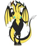  2017 3_heads andrea_lexin anthro big_breasts blue_nipples blue_pussy breasts dragon female hydra looking_at_viewer multi_head nipples nnecgrau pinup pose pussy scalie solo standing thick_thighs wide_hips wings yellow_body 