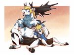  2016 alternate_species anthro antlers arm_on_leg arm_tuft belly big_muscles black_clothing black_fur black_hooves black_horn black_nipples black_nose black_stripes blonde_hair blue_clothing blue_countershading blue_fur blue_stripes body_hair border braided_hair brown_clothing cervine cheek_tuft chest_hair chest_tuft clothed clothing cloven_hooves cool_colors countershade_torso countershading deer digital_drawing_(artwork) digital_media_(artwork) digitigrade dipstick_ears duo eclipsewolf eyes_closed facial_markings front_view full-length_portrait fur gradient_background grey_clothing hair hairy hands_in_pockets happy_trail hoodie hooved_fingers hooves horn inner_ear_fluff irish_elk leaning leaning_back long_hair looking_away looking_down male mammal markings megaloceros multicolored_fur muscular navel nipples nogard_krad_nox open_hoodie open_mouth orange_background outside_border portrait reclining reverse_countershading shirt simple_background sitting size_difference sleeping spread_legs spreading square_crossover stripes tongue tongue_out topless tuft warm_colors white_background white_border white_fur yawn yellow_background 