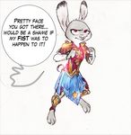 2017 anthro barefoot clothed clothing crossover dialogue disney english_text female judy_hopps lagomorph mammal monoflax rabbit simple_background solo text white_background wonder_woman zootopia 