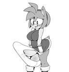  2017 absurd_res amy_rose anthro argento balls big_balls big_penis blush breasts bulge clothed clothing dickgirl erection erection_under_clothes eyelashes hair hedgehog hi_res humanoid_penis intersex mammal monochrome open_mouth panties penis short_hair simple_background solo sonic_(series) underwear white_background 