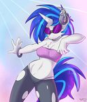  2017 anthro anthrofied blue_hair clothing dancing equine eyewear female friendship_is_magic hair headphones horn light_background mammal my_little_pony pose skoon sunglasses thong tight_clothing torn_clothing unicorn vinyl_scratch_(mlp) 