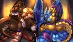  2017 anthro big_breasts breasts butt digital_media_(artwork) dinosaur dragon female foursome group group_sex klent male male/female nipples penis pussy scalie sex thick_thighs 
