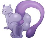  2016 2_toes all_fours anthro anus backsack balls big_butt butt digital_media_(artwork) eroborus feline hi_res legendary_pok&eacute;mon looking_at_viewer looking_back male mammal mewtwo nintendo nude pok&eacute;mon raised_tail rear_view simple_background solo toes video_games white_background 