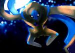  absurdres alternate_color black_background black_eyes blurry blurry_background commentary_request deoxys deoxys_(defense) highres looking_at_viewer omega_takai pokemon pokemon_(creature) pokemon_focus shiny_pokemon solo spread_legs tentacles 