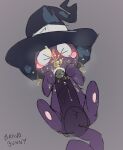 >_< blair_(soul_eater) blush bodily_fluids bravobunny clothed clothed_feral clothing disembodied_penis domestic_cat duo eyes_closed felid feline felis female feral feral_on_feral fur genital_fluids genitals hat headgear headwear hi_res male male/female male_feral mammal peeing peeing_on_another penis purple_body purple_fur soul_eater urine urine_in_mouth watersports witch_hat