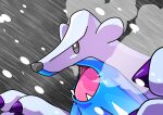  absurdres beartic breath claws commentary_request fangs grey_eyes hands_up highres no_humans omega_takai open_mouth pokemon pokemon_(creature) pokemon_focus snowing solo tongue 