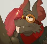 anthro balls big_penis bodily_fluids brown_body brown_fur buckteeth duo erection eyewear foreskin fur genitals goggles hi_res humanoid_genitalia humanoid_penis kogito league_of_legends male male/male mammal murid murine notched_ear penis penis_on_face rat riot_games rodent simple_background sweat sweatdrop teeth tencent thick_penis tucci twitch_(lol)