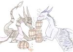 2009 2_horns 8_horns accessory activision alcohol arm_markings arm_spikes armlet beer beverage black_body blade blue_eyes blue_horn bubble claws colored_pencil_(artwork) corrupt_cynder countershading crossover dragon drinking drunk drunk_bubble duo elbow_spikes european_mythology eyes_closed facial_markings feathered_wings feathers female female_feral feral finger_claws forehead_markings furgonomics grey_horn head_markings hi_res horn inheritance_cycle jagged_mouth jewelry jonas-sloth long_horn long_neck long_snout long_tail lying markings membrane_(anatomy) membranous_wings multi_horn mythological_creature mythological_scalie mythology neck_spikes pink_body pink_countershading pink_wings quadruped ring saphira scales scalie shoulder_markings simple_background smile snout spikes spikes_(anatomy) spread_wings spyro_the_dragon substance_intoxication tail tail_accessory tail_blade tail_jewelry tail_ring the_legend_of_spyro traditional_media_(artwork) unsigned ventral_scales weapon_tail western_dragon white_background white_body wings