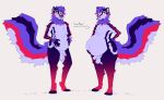  absurd_res annoyed anthro balls big_tail elemental_creature flaccid flora_fauna flower flower_(anatomy) flower_creature genitals gradient_fur hair hi_res holding_belly hybrid male mammal mayternity mayternity_2026 mephitid penis plant pregnancy_expansion pregnancy_progression pregnant pregnant_male progression purple_hair saffron_(saffterdark) skunk skunk_tail solo stamen tail trailofanimals weight_gain wide_hips 