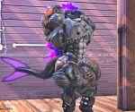 abs absurd_res anthro balls biceps big_muscles calf_muscles chain_collar claws collar deltoids forearm_muscles genitals hi_res horn huge_muscles hyper hyper_muscles male muscular muscular_cock muscular_male pecs red_horn roxydrake solo triceps vein veiny_balls veiny_muscles