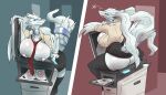 2026 7:4 accessory anthro anthrofied anus archived_source areola bent_over big_breasts biped black_bottomwear black_clothing black_legwear black_skirt black_thigh_highs blep blue_eyes blue_sclera bottomwear breasts butt chorsinnell39 claws closed_smile clothed clothed_anthro clothed_female clothing collared_shirt digital_drawing_(artwork) digital_media_(artwork) electronics eyebrows female female_anthro finger_claws fingers fur generation_5_pokemon genitals glistening glistening_areola glistening_breasts glistening_butt glistening_eyes glistening_nipples hi_res huge_breasts iris legendary_pokemon legwear looking_at_viewer loose_tie mouth_closed neck_ring necktie nintendo nipples no_underwear office_clothing office_lady open_clothing open_shirt open_topwear paper partially_clothed_anthro partially_clothed_female photo photocopier photocopying_breasts photocopying_butt photocopying_self pink_areola pink_nipples pokemon pokemon_(species) pokemorph pupils red_necktie reshiram sequence shaded shirt sitting sitting_on_object sitting_on_photocopier skirt slit_pupils small_waist smile snout solo tail tan_clothing tan_shirt tan_topwear thick_thighs thigh_highs tongue tongue_out topwear vulva white_body white_fur white_tail