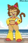 animal_ears animal_nose anthro bare_shoulders beach big_breasts bikini blue_sky bob_cut body_fur boots breasts brown_body brown_fur brown_hair camel_toe cat_tail cleavage clothed clothing cloud cloudy_sky crop_top day dtavs.exe eyebrows eyewear eyewear_on_head fangs felid feline female footwear full-length_portrait fur gameoverse glitch_productions gloves goggles goggles_on_head hair half-closed_eyes hands_on_own_hips handwear happy hi_res horizon kit_(gameoverse) looking_at_viewer mammal markings midriff narrowed_eyes navel open_mouth organs outside portrait purple_eyes raised_eyebrow sand sea shirt shoes short_hair shortstack signature sky smile smug solo standing stomach swimwear tail teeth thick_eyebrows tinted_eyewear topwear two-piece_swimsuit upper_teeth_only water