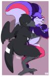 absurd_res andromorph anthro avian avian_feet back_wings beak big_tail bird bodily_fluids corvid duo elemental_creature flora_fauna flower flower_creature genital_fluids genitals gradient_fur grinding hair hi_res humping hybrid intersex intersex/male kai_(eehh) male mammal mephitid oscine passerine penis plant precum purple_hair saffron_(saffterdark) scuted_arms scuted_legs scutes simple_background skunk smug sodacaps sound_effects spooning tail throbbing throbbing_penis wings