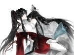  2boys alternate_costume bare_pectorals bim1194011 bishounen black_eyes black_hair blue_shawl carrying carrying_person chinese_clothes commentary couple english_text grandmaster_of_demonic_cultivation hair_ribbon hand_on_another's_thigh hanfu hickey highres lan_wangji licking licking_nipple limited_palette long_hair long_sleeves looking_at_another male_focus multiple_boys nipple_stimulation nipples open_clothes open_robe parted_lips partially_undressed pectorals ponytail red_hanfu red_ribbon ribbon robe shawl sidelocks sitting sitting_on_lap sitting_on_person smile straddling sucking_male_nipple topknot very_long_hair wei_wuxian white_background white_hanfu wide_sleeves xiao_guan_(headdress) yaoi 