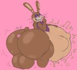 abdominal_bulge absurd_res ambiguous_gender anal anal_vore anthro balls belly big_balls big_belly big_butt butt duo five_nights_at_freddy's:_help_wanted freedoomfrot genitals glitchtrap hi_res huge_balls huge_belly huge_butt hyper hyper_butt lagomorph leporid male male_pred mammal rabbit rumbling_stomach same_size_vore struggling struggling_prey vore yellow_body