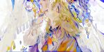  1other absurdres arm_up blonde_hair chinese_commentary commentary_request from_side highres long_sleeves looking_up medium_hair multi-source_commentary muyihui original portrait solo yellow_eyes 