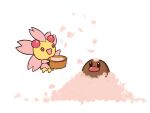  :d cherrim cherrim_(sunshine) cherry_blossoms diglett fan_request highres no_humans open_mouth petals pink_eyes pokemon pokemon_(creature) simple_background smile surippa1010 throwing throwing_petals white_background 