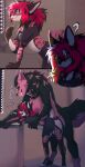 absurd_res ambiguous_gender ambiguous_penetration anthro arcanine bent_over big_breasts big_ears black_body black_fur bodily_fluids bottomwear breasts canid canine canis claws clothing comic crop_top digital_media_(artwork) duo english_text felid female fox from_behind_position fur generation_1_pokemon hair head_tilt herm herm/ambiguous hi_res hybrid inside intersex intersex/ambiguous kira_kathell long_hair male mammal miniskirt multi_panel nintendo nipples nude occult_symbol open_mouth open_smile pantherine penetration pentagram pink_body pink_fur pink_hair pink_nipples pokemon pokemon_(species) psychofuchs question_mark sex shirt shyryp skirt small_breasts smile sweat symbol t-shirt tail teeth text tiger tongue tongue_out topwear white_body white_fur