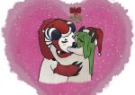 alpha_channel anthro beel_(differbb) beetlejuice black_claws blush blush_lines bovid canid canine caprine caprine_demon christmas christmas_clothing christmas_headwear claws clothing demon digital_drawing_(artwork) digital_media_(artwork) duo female female/female french_kissing fur goat_demon green_hair hair hat headgear headwear hellaverse helluva_boss hi_res holidays horn horn_grab imp kissing krumpet_(differbb) la_cat_meow mammal mistletoe monster plant red_body red_fur santa_hat simple_background snow snowing spikes stripes white_body white_fur