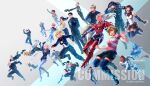  6+boys 6+girls absurdres alexa_(xenoblade_x) alois_bernholt boze_lowes celica_(xenoblade_x) christie_(kingddd) cross_(xenoblade_x) doug_barrett elma_(xenoblade_x) everyone falling frye_christoph ga_jiarg gun gwin_evans h.b._(xenoblade_x) handgun highres hope_alanzi irina_akulov jumping l_(xenoblade_x) lao_huang liesel_(xenoblade) lilithcosa lin_lee_koo mia_(xenoblade_x) multiple_boys multiple_girls murderess_(xenoblade_x) nagi_kentarou neilnail_(xenoblade) phog_christoph pink_shirt shirt weapon xenoblade_chronicles_(series) xenoblade_chronicles_x yelv 