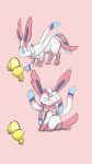  absurdres berry_(pokemon) blue_eyes bow fishburi food fruit hair_bow highres lemon meme multiple_views no_humans pink_background pokemon pokemon_(creature) pokemon_focus sequential simple_background sour_(taste) sylveon thour_(meme) 