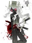  !? 1018sus 1boy 1x1x1x1_(roblox) absurdres adversarial_noise androgynous angry arms_at_sides bags_under_eyes black_pants black_scarf black_skin blood blood_on_weapon blood_splatter chain chance_(forsaken) clenched_teeth colored_sclera colored_skin crown cutout_eyelashes dominoes feet_out_of_frame flat_chest forsaken_(roblox) frilled_scarf frills green_crown green_skin grey_hair guro high_ponytail highres imagining impaled knee_up long_hair long_sidelocks looking_at_viewer male_focus multicolored_skin no_nose o_o on_one_knee pants photo_inset ponytail red_sclera ribs roblox scarf see-through_body sharp_teeth sidelocks simple_background solo sparkle stab sweat sword tareme teeth trap turning_head two-tone_skin v-shaped_eyebrows very_long_hair weapon white_background 