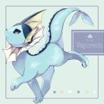  blue_background character_name commentary_request fins forked_tail head_fins highres nekozane_chisa no_humans pokedex_number pokemon pokemon_(creature) pokemon_focus purple_eyes solo tail vaporeon 