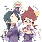  barbara_parker bouncing_breasts breasts chris_(mario) diana_cavendish hand_puppet hanna_england kagari_atsuko little_witch_academia luna_nova_school_uniform medium_breasts multiple_girls puppet school_uniform simple_background text_focus translated upper_body white_background 