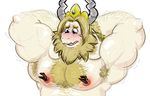  anothermeekone anthro armpit_hair asgore_dreemurr beard body_hair chest_hair crown crying facial_hair fur hands_behind_head horn jewelry male muscular muscular_male nipple_clamp nipples nude open_mouth pecs shaking simple_background tears undertale video_games 