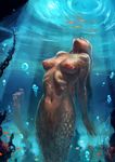  breasts bubble female marine merfolk nipples nude solo_focus source_request underwater unknown_artist water 