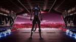  3d_(artwork) armor black_fur bodysuit cat clothing dan_scarlet digital_media_(artwork) dropship feline fur gun handgun jet_pack male mammal night pink_nose pistol ranged_weapon skinsuit solo space star tight_clothing weapon white_fur 