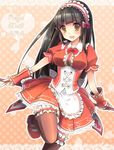  :d ara_han black_hair blush bow bowtie brown_legwear elsword eyebrows_visible_through_hair frilled_hairband frills garters hair_bow hairband holding holding_weapon kuroshio_maki leg_up long_hair looking_at_viewer open_mouth orange_shirt orange_skirt pleated_skirt polearm red_bow red_neckwear shirt short_sleeves skirt smile solo standing standing_on_one_leg thighhighs very_long_hair weapon wrist_cuffs yellow_eyes 