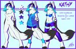  2013 4_toes anthro black_nose blue_eyes blue_hair breasts canine clothed clothing digitigrade featureless_breasts fox fur hair mammal model_sheet neotheta toes white_fur 