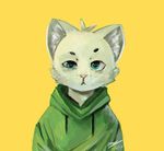  2016 anthro cat cheek_tuft clothed clothing feline half-length_portrait head_tuft hoodie inner_ear_fluff looking_at_viewer male mammal panzery25 portrait signature simple_background solo tuft whiskers yellow_background 