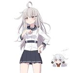  :3 ahoge alternate_costume ass_visible_through_thighs bad_id bad_pixiv_id black_skirt blue_eyes blush breasts cnm cosplay costume_switch gangut_(kantai_collection) gangut_(kantai_collection)_(cosplay) hair_ornament hairclip hibiki_(kantai_collection) jitome kantai_collection looking_at_viewer medium_breasts military military_uniform miniskirt multiple_girls no_legwear oversized_clothes pleated_skirt red_eyes remodel_(kantai_collection) sailor_collar silver_hair skirt sleeves_past_wrists small_breasts translated undersized_clothes uniform verniy_(kantai_collection) verniy_(kantai_collection)_(cosplay) wavy_mouth 
